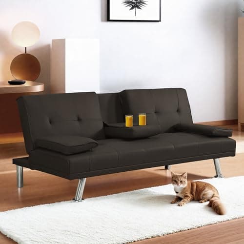 FLEXISPOT XCT3 Futon Sofa Bed with USB Charging, Adjustable Backrest, Folding Loveseat