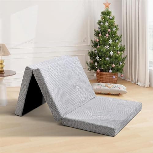 MUUEGM Folding Mattress King Tri-Fold Gel Memory Foam Mattress Topper