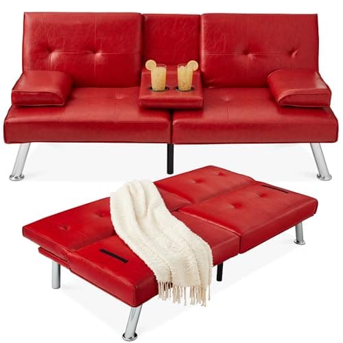 Best Choice Products Black Modern Convertible Futon with Adjustable Sleeper and Removable Arms