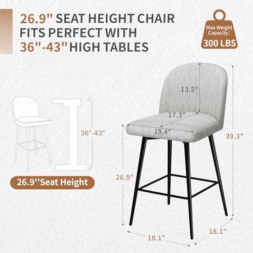 Set of 3 Swivel Modern Bar Stools for Kitchen Island