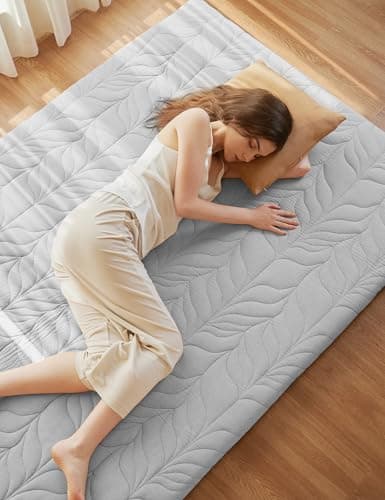 ZonLi Japanese Thicken Roll Up Tatami Mattress, Full Size, Grey, Portable & Foldable