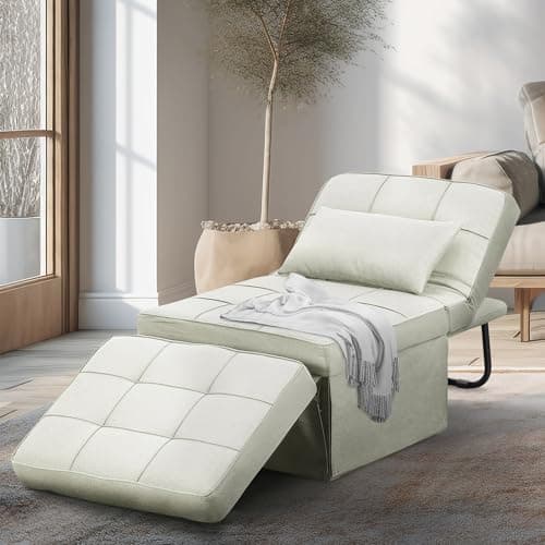 Ainfox 4-in-1 Convertible Sofa Bed with Adjustable Backrest (Light Grey)