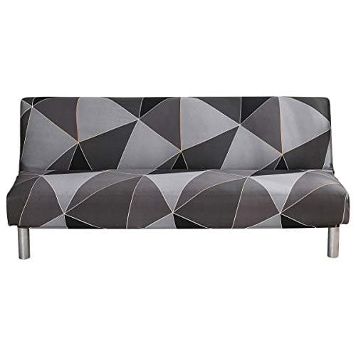 Armless Futon Slipcover Stretch Elastic Couch Furniture Protector (Orange Grey)