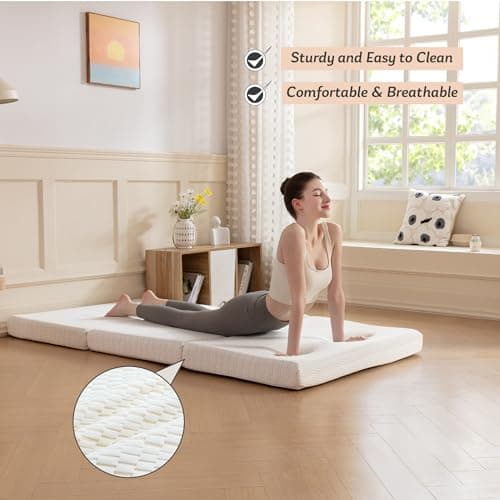 MLILY 3-inch Tri-Fold Single Memory Foam Mattress, White