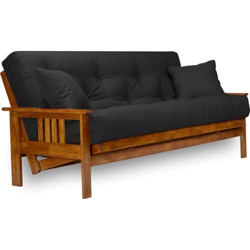 Nirvana Futons Stanford Full Size Futon Set - Heavy Duty Wood, Thick Mattress, Navy Blue