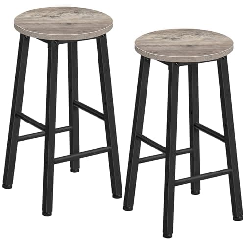 HOOBRO Industrial Rustic Brown & Black Bar Stool Set of 2, Counter Height