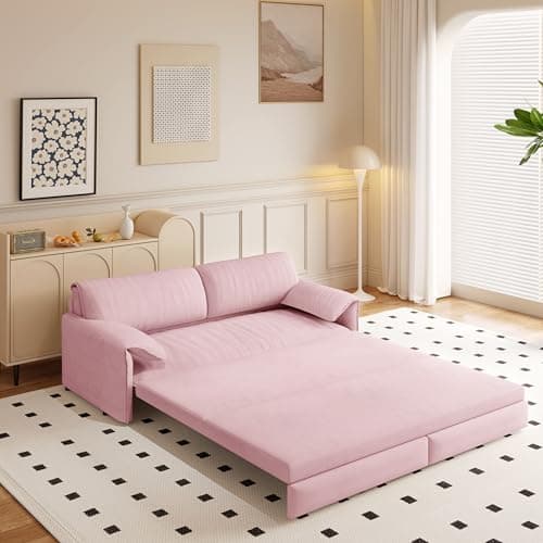 66" Oversized Reclining Futon Couch Bed with Velvet Upholstery Queen Size Daybed Loveseat