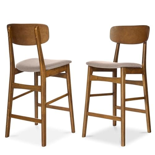 Best Choice Products Walnut/Cream Armless Counter Height Stool Set
