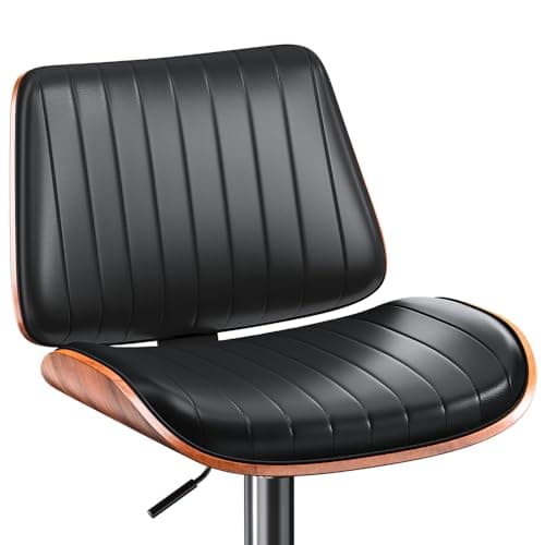 Bentwood Back Bar Stools for Kitchen Island, Set of 2, Black Swivel Seat