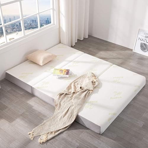 Inofia Queen 6 Trifold Memory Foam Mattress with Removable Cover - Portable & Foldable Bed (78 x 58)