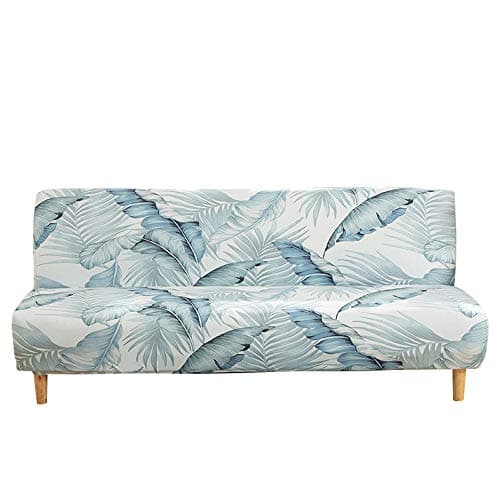 Armless Futon Slipcover Stretch Elastic Couch Furniture Protector (Orange Grey)