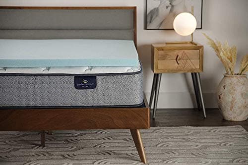 Serta ThermaGel Cooling Memory Foam Mattress Topper, 2 Inch Queen Blue