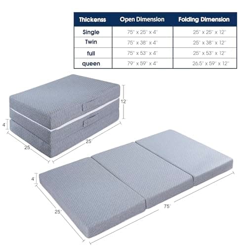 CertiPUR-US Approved 4inch Gel Memory Foam Mattress for Sleeping Indoors or Camping