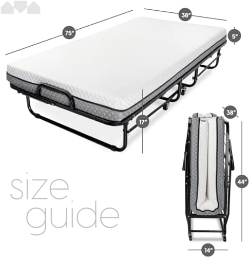Milliard Deluxe Diplomat Twin Foldable Bed with Memory Foam Mattress