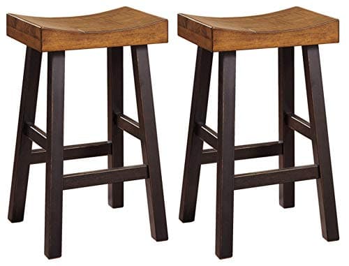 Signature Design by Ashley Glosco Two-Tone Brown Saddle Barstool, Set of 2, 25.5" Counter Height