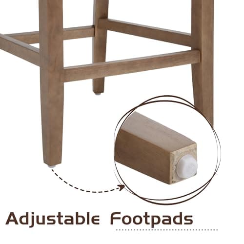 Farmhouse Linen Upholstered Bar Stools Set of 4, 26" Counter Height