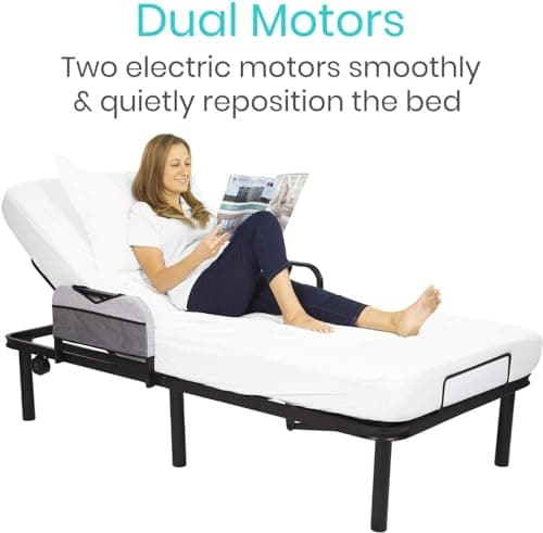 Vive Heavy Duty Twin Bed Base with Remote Adjust & USB Ports