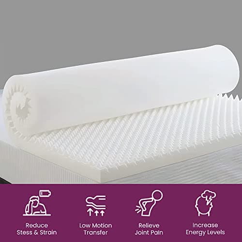 Mayton Convoluted Egg Shell Foam Bed Topper, Queen, Off-White | Comfort, Pain Relief, Orthopedic Support