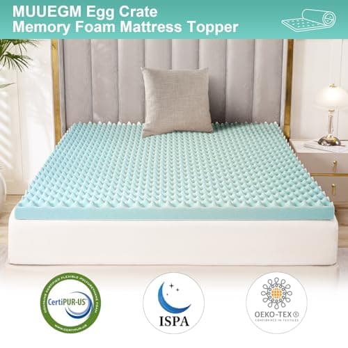 2 Inch Gel Infused Egg Crate Memory Foam Mattress Topper for King Size Bed - Cooling and Ventilated Pad for Back Pain Relief