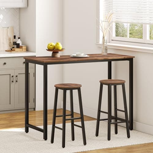HOOBRO Industrial Rustic Brown & Black Bar Stool Set of 2, Counter Height