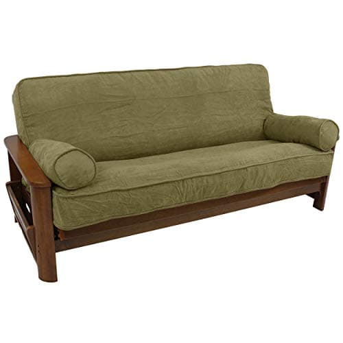 Steel Grey Solid Microsuede Futon Cover Set with Bolsters (Full, 3pcs)
