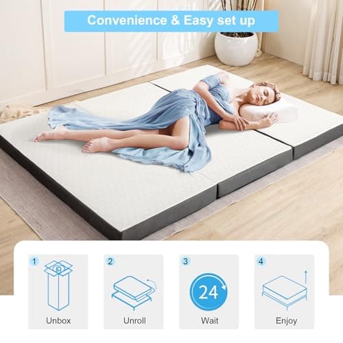 Portable Tri-Fold Memory Foam Mattress for Camping/RV/Guest Beds