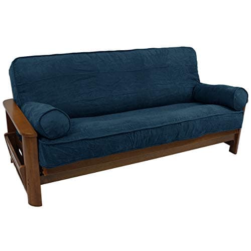 Steel Grey Solid Microsuede Futon Cover Set with Bolsters (Full, 3pcs)