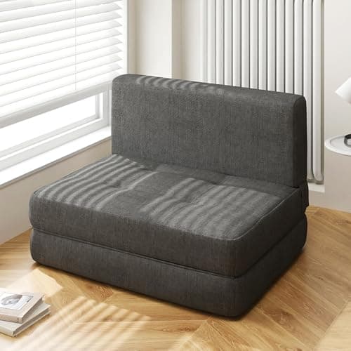 Aiho Dark Grey Memory Foam Futon Sleeper Sofa Bed