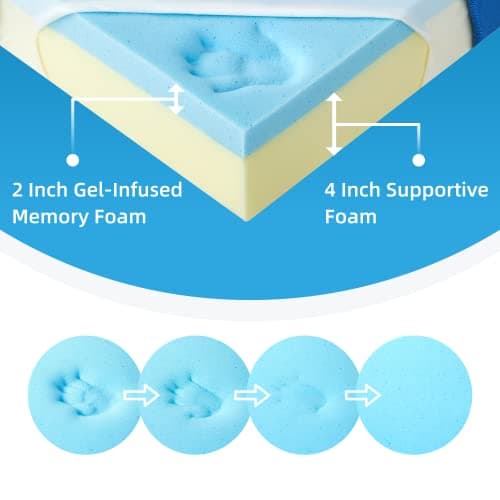 80" x 60" x 6" Foldable Gel Memory Foam Mattress with Carry Bag
