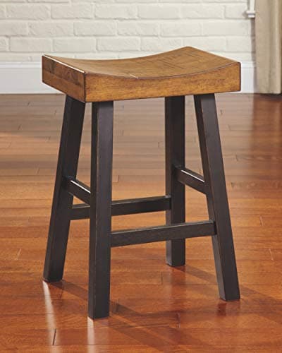 Signature Design by Ashley Glosco Two-Tone Brown Saddle Barstool, Set of 2, 25.5" Counter Height