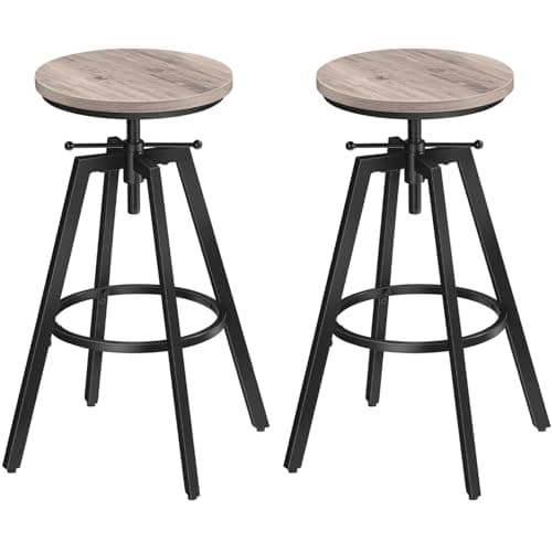 Industrial Height Adjustable Bar Stools, Set of 2, Rustic Brown BAHR0701