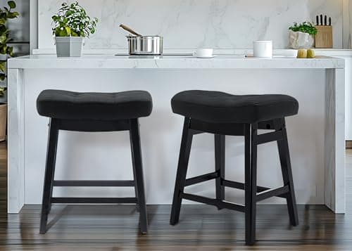 Black Counter Height Bar Stools Set of 2 for Kitchen Counter