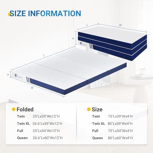 Queen Size Folding Memory Foam Mattress for Travel & Camping, 80x60x4