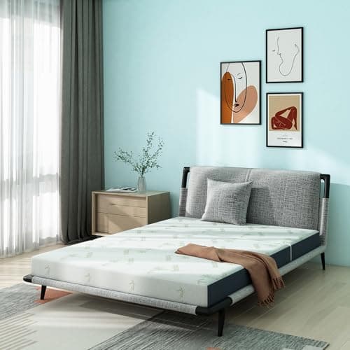 Portable Tri-Fold Foam Mattress, 4 Inch Washable Cover, Soft RV Camping Mattress, 74" x 54" x 4"