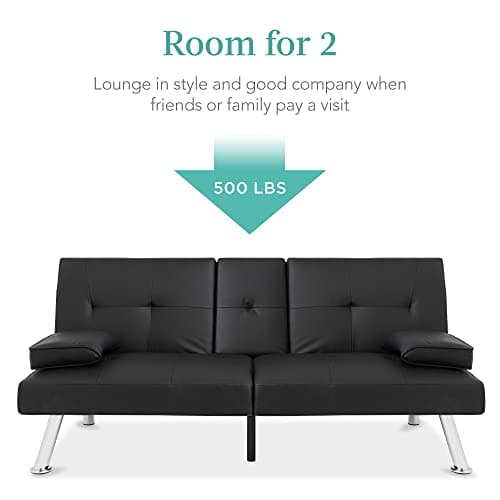 Best Choice Products Black Modern Convertible Futon with Adjustable Sleeper and Removable Arms