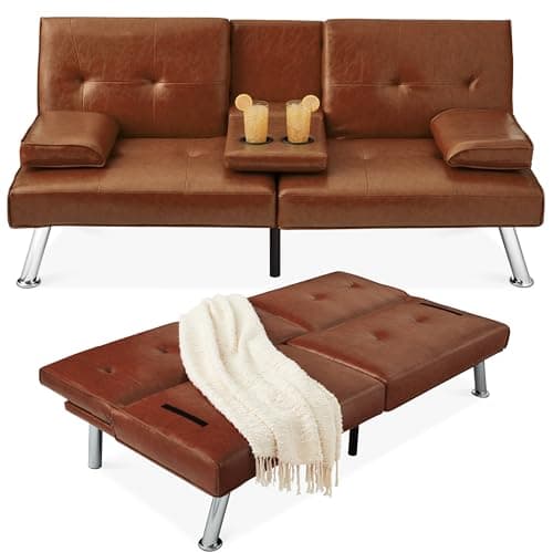 Best Choice Products Black Modern Convertible Futon with Adjustable Sleeper and Removable Arms