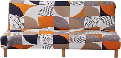ELEOPTION Full Size Stretch Slipcover for Armless Sofa Bed Black/White