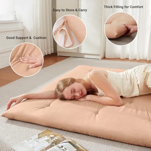 Khaki Japanese Foldable Futon Mattress Queen Size 60"x80"