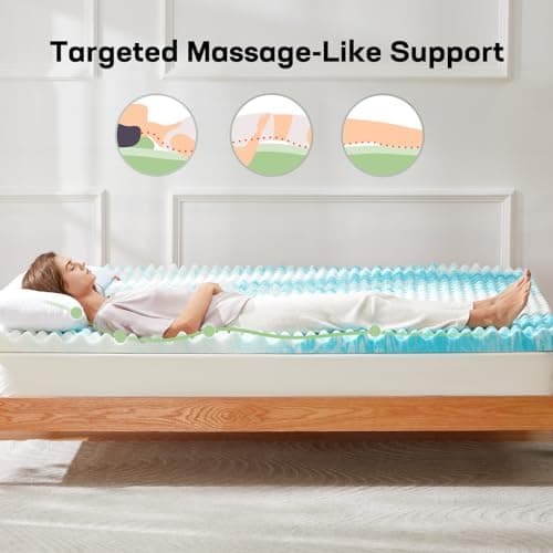 Marsail 2-Inch Egg Crate Memory Foam Mattress Topper with Cooling Gel for Twin XL Sleeper Sofa, RV, and Camper - CertiPUR-US Certified