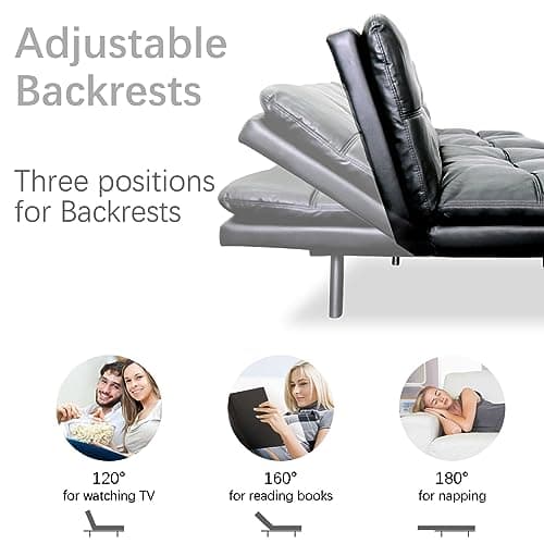 Memory Foam Convertible Futon Sofa Bed, Modern Folding Love Seat for Living Room, Compact Space, Apartment, Office, Dorm - Grey