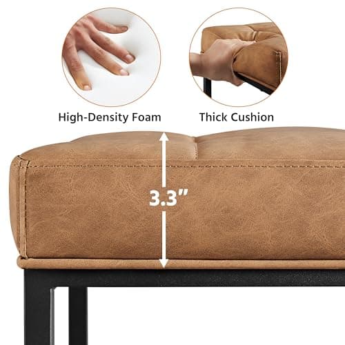 Yaheetech Brown Faux Leather 24 Inch Kitchen Island Bar Stool Set
