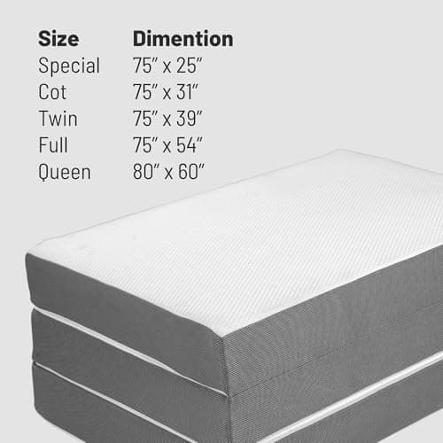 Greaton 5-Inch Tri-Fold Gel Memory Foam Portable Mattress | Breathable & Soft, Twin, White
