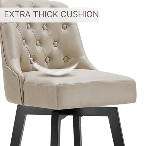 Swivel Barstools 26 Seat Height Set of 2 for Kitchen Island - Beige Fabric