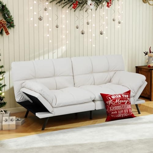MUUEGM Dark Grey Memory Foam Futon Sleeper Sofa Bed for Small Spaces