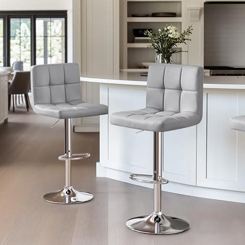 Yaheetech Modern Counter Height Bar Stools Set of 2, Light Gray
