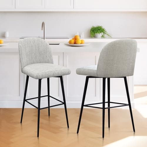 360°Swivel Performance Fabric Counter Height Barstools, Set of 2, Beige