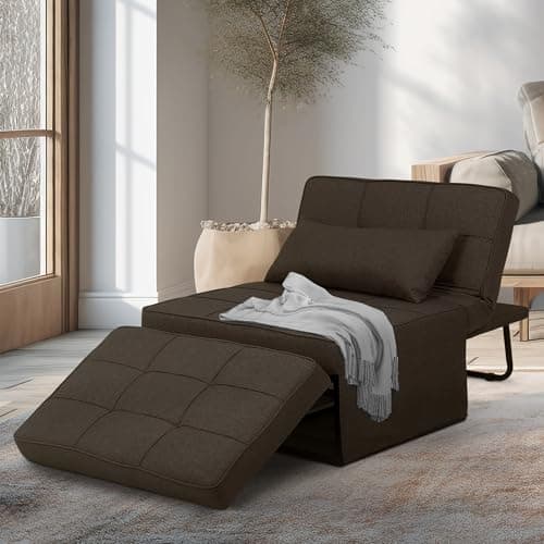 Ainfox 4-in-1 Convertible Sofa Bed with Adjustable Backrest (Light Grey)