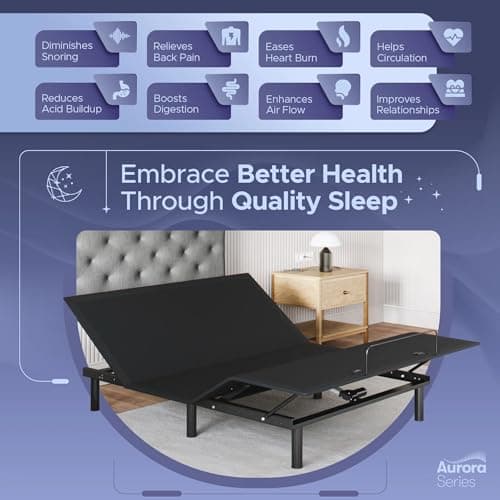 Aurora Full Size Adjustable Bed Base - Easy Assembly, Zero Gravity & Memory Positions