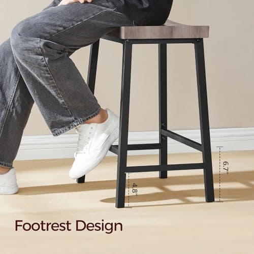 Industrial Style Bar Stools Set of 2, Counter Height, Greige BAHG0801