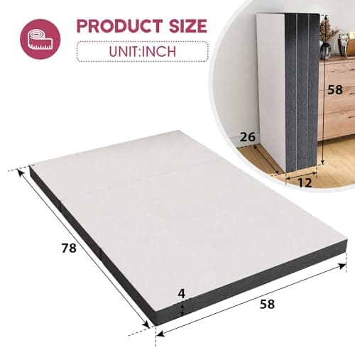 Queen Tri-Fold Memory Foam Mattress Topper - Portable, Washable, Non-Slip Bottom